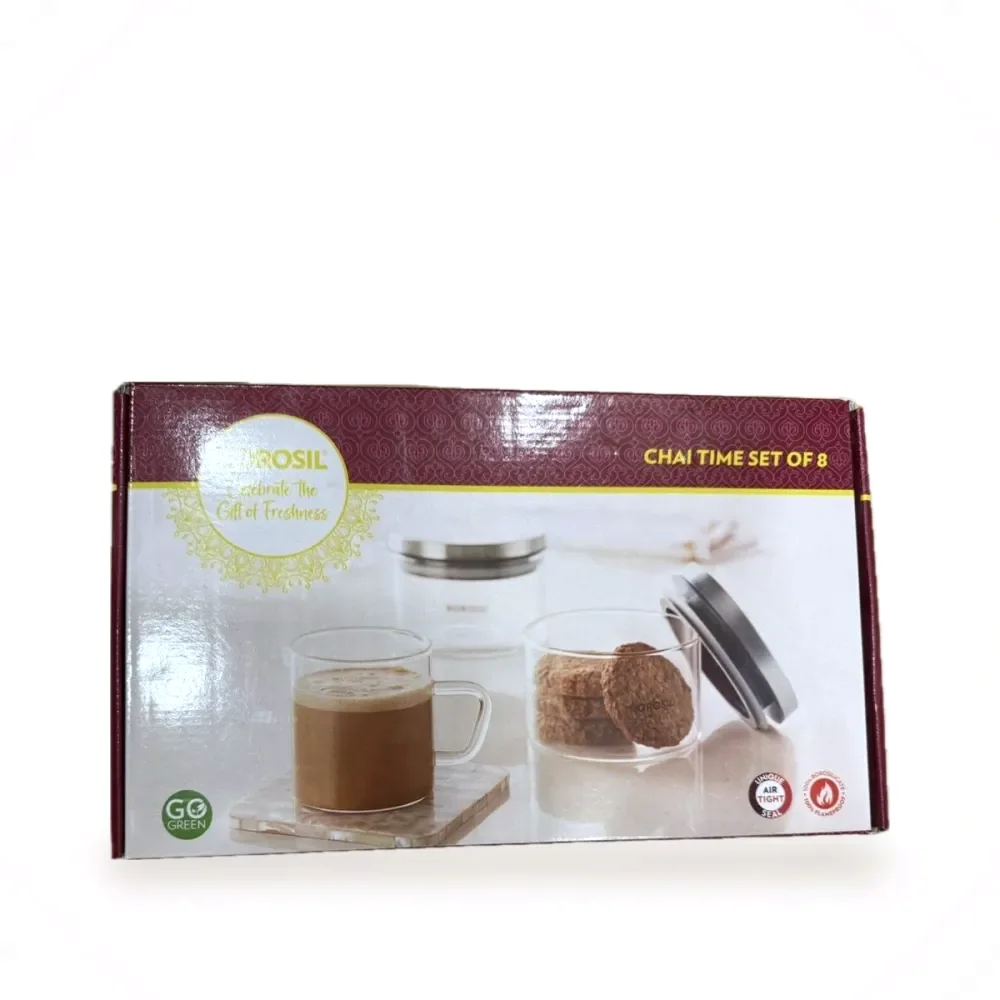 Borosil Chai Time Set of 8 gift box