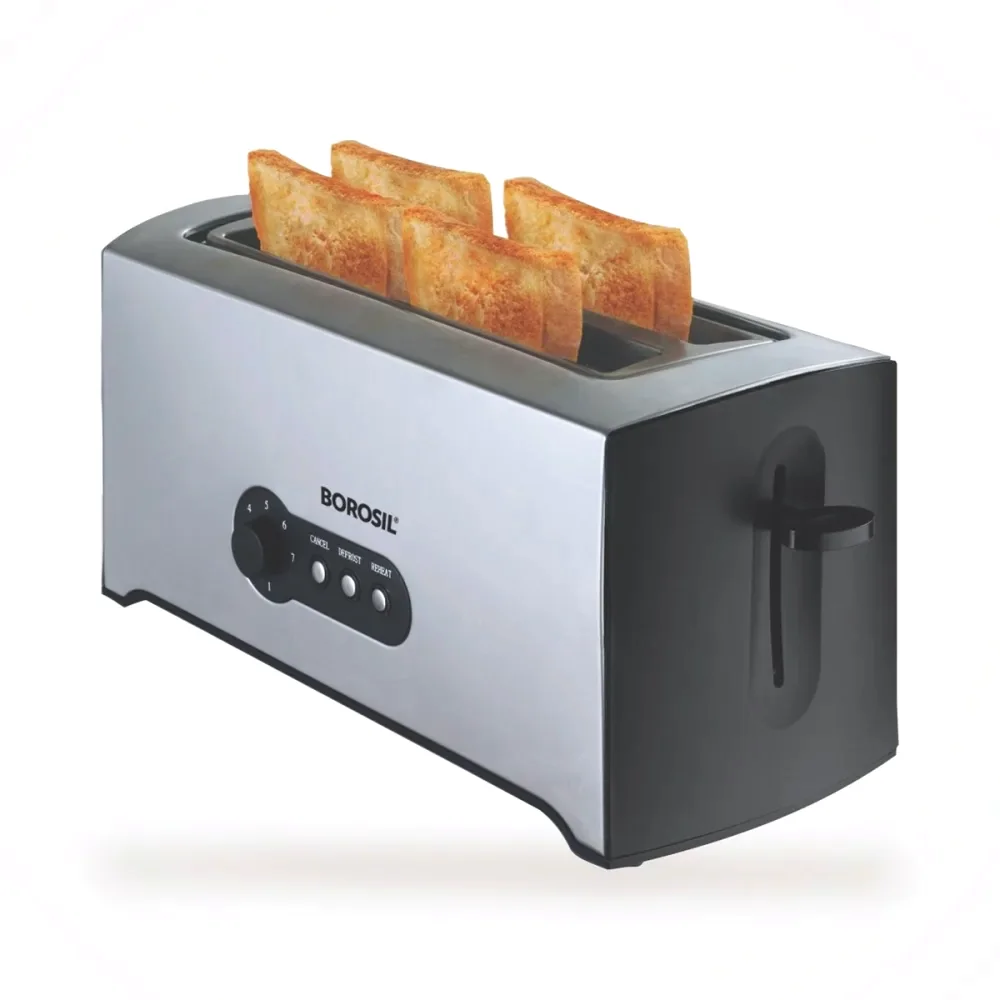 Borosil Krispy 4-Slice SS Pop-up Toaster gift box