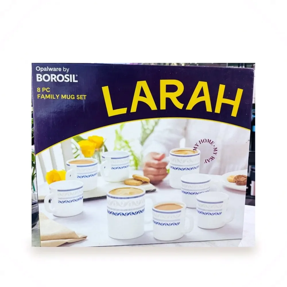 Borosil Larah 8 pc Family Mug Set gift box