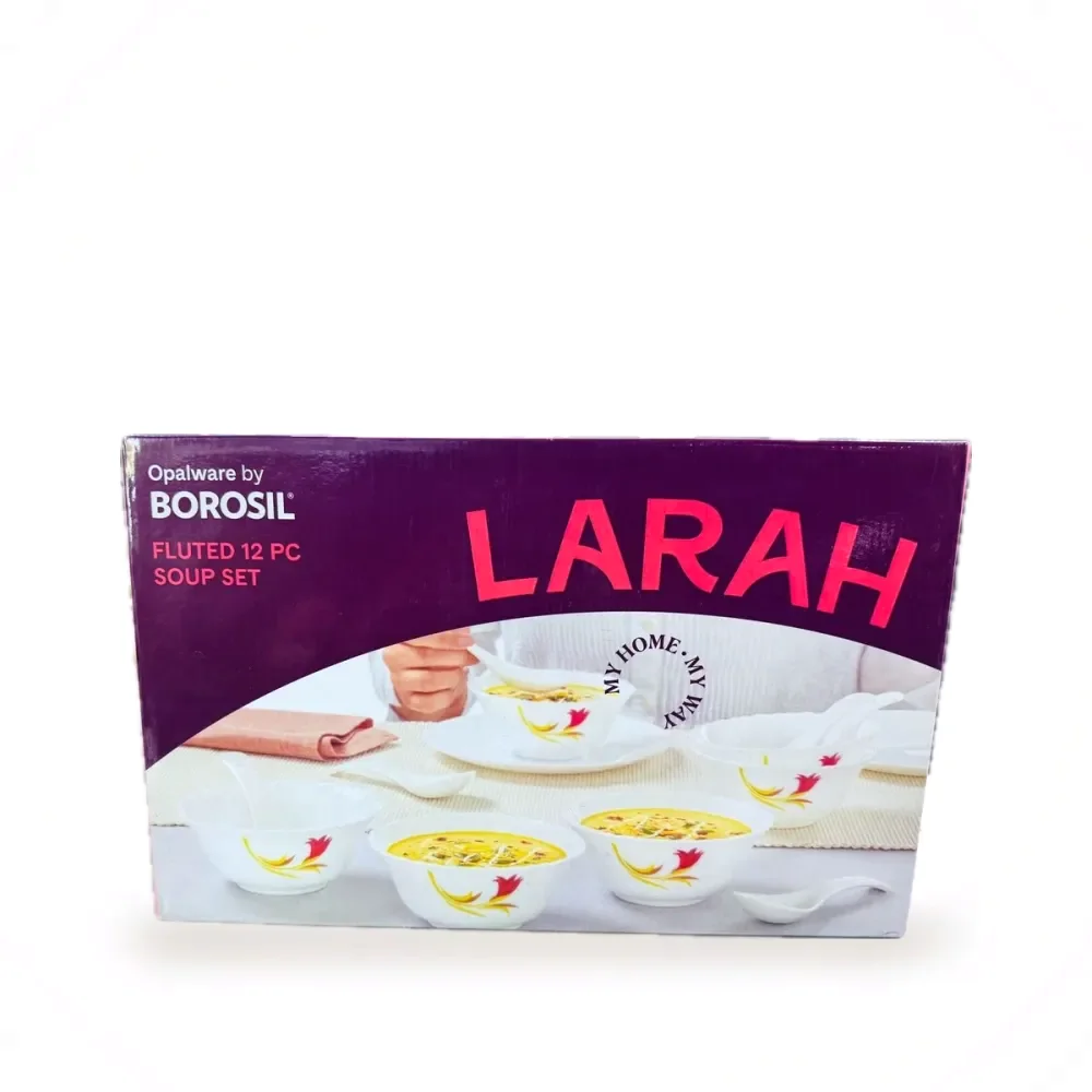 Borosil Larah Fluted 12 pc Soup Set gift box